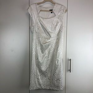 White Damask Sheath Dress Size 12